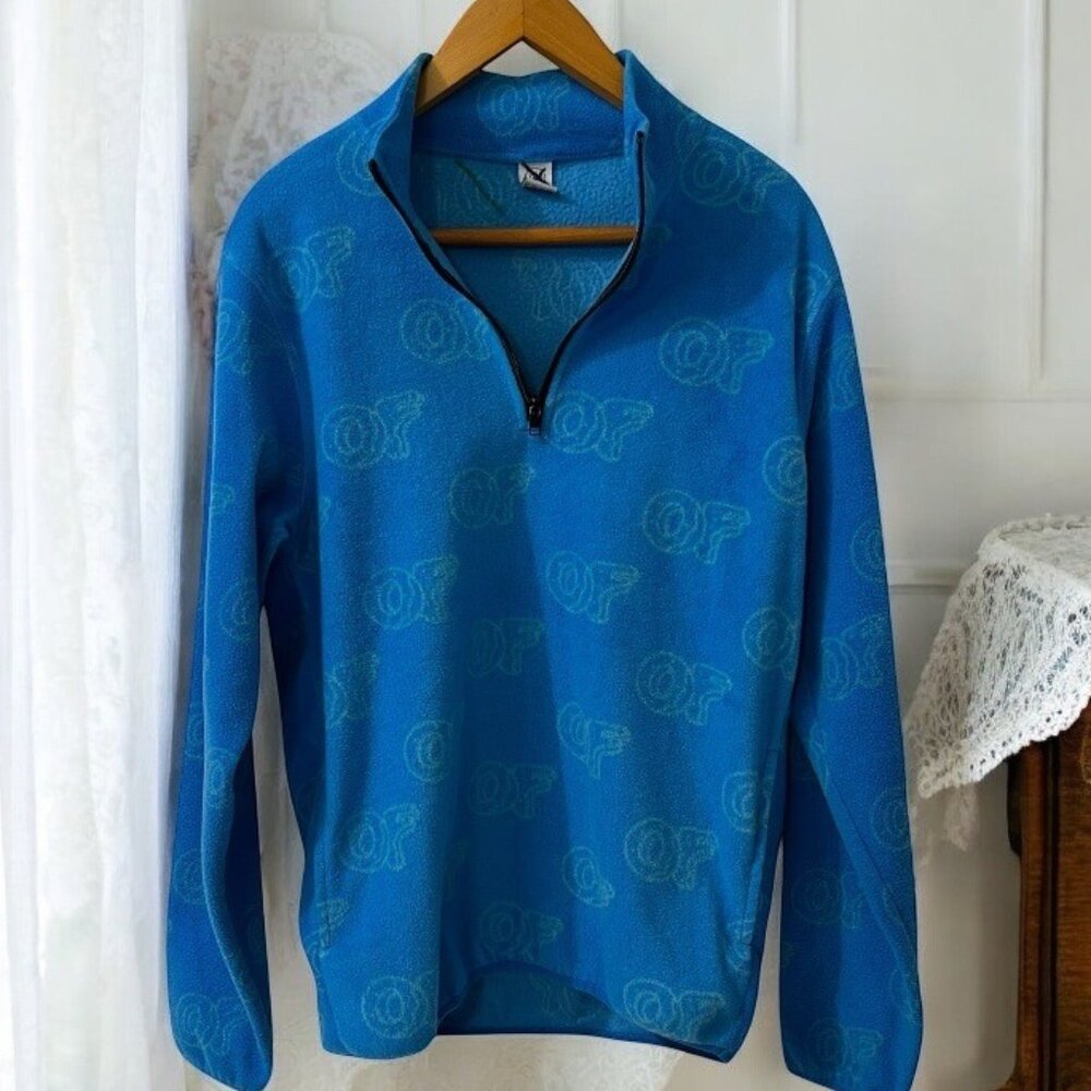 Odd Future Blue Fleece Quarter Zip Pull Over Jacket‎ Size Small
